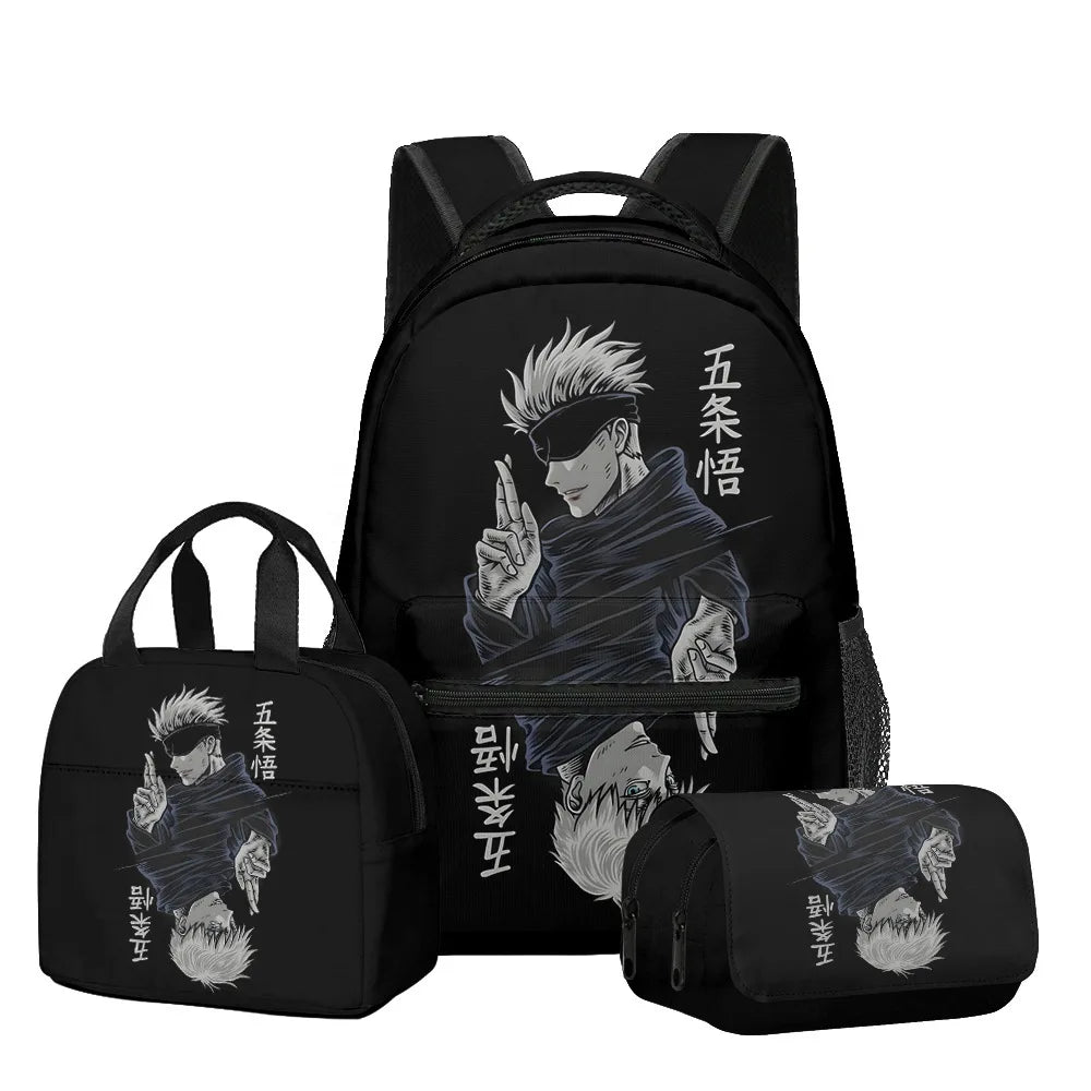 Jujutsu Kaisen Backpack 3-Piece Set | Bag, Pencil Case & Handbag Backpacks - The Eezee Shop