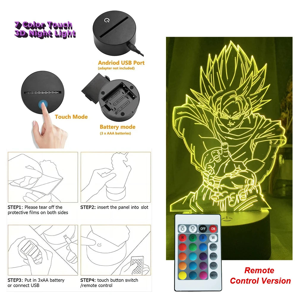 Dragon Ball Z 3D Figure Lamp | Goku, Vegeta, Gohan & Broly Lamps & Night Lights - The Eezee Shop