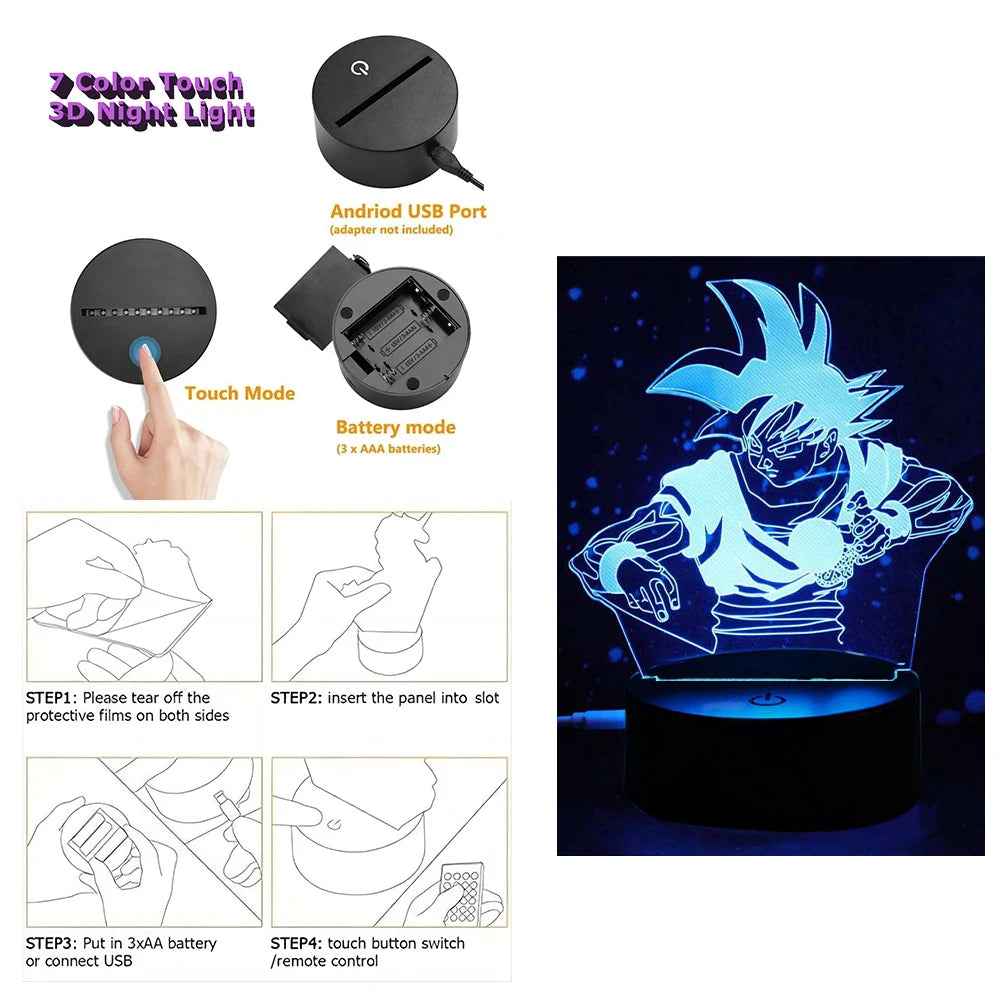 Dragon Ball Z 3D Figure Lamp | Goku, Vegeta, Gohan & Broly Lamps & Night Lights - The Eezee Shop
