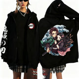 Demon Slayer Oversized Zip Hoodie | Unisex Anime Jacket Hoodies & Sweatshirts - The Eezee Shop