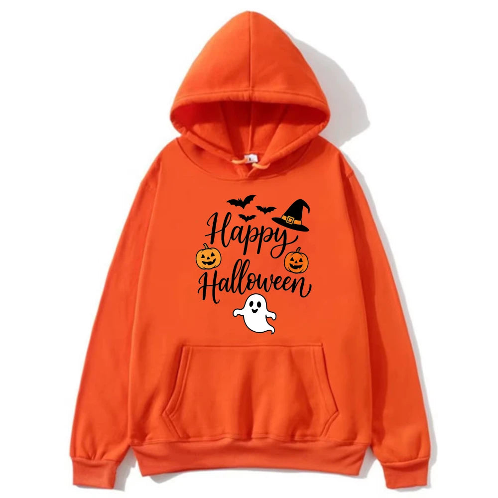 Happy Halloween Slogan Hoodie | Unisex Witch Hat Pumpkin Pullover Hoodies & Sweatshirts - The Eezee Shop