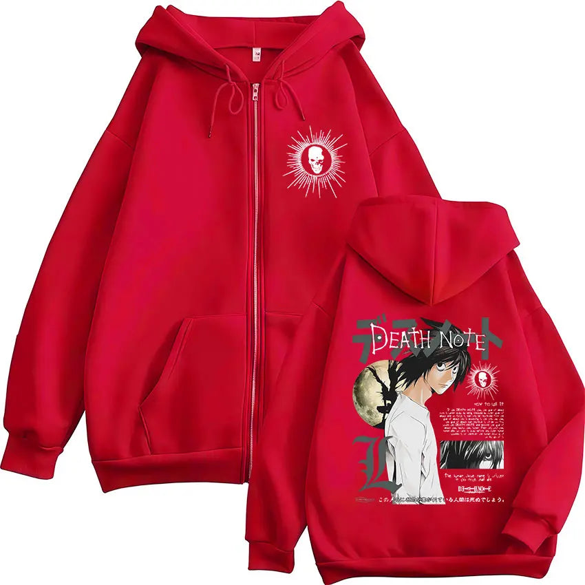 L Lawliet Zip-Up Hoodie | Death Note Hip Hop Sweatshirt Hoodies & Sweatshirts - The Eezee Shop