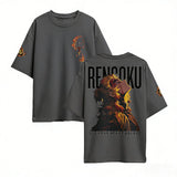 Rengoku Oversized Cotton T-Shirt | Demon Slayer Graphic Tee Graphic Tees - The Eezee Shop