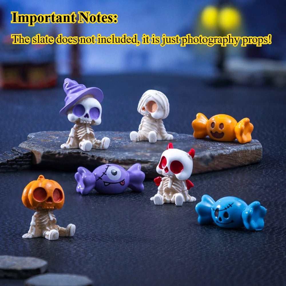 Mini Halloween Skeleton & Pumpkin Figurines | 10-Pack Resin Set Halloween Figurines - The Eezee Shop