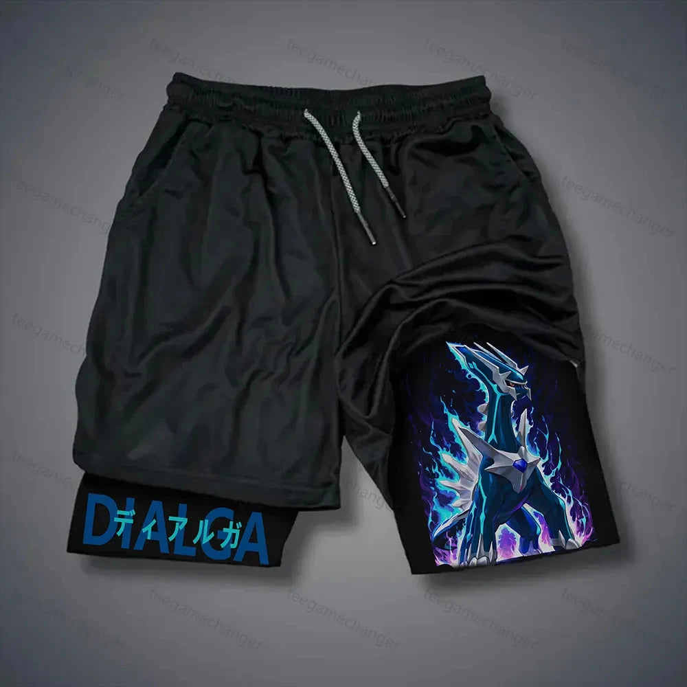 Pokemon 2-in-1 Sport Shorts | Unisex Double-Layer Gym Shorts Shorts - The Eezee Shop
