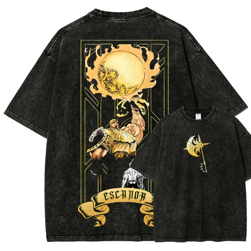 Japan Hot-Blooded Anime Seven Deadly Sins Escanor Graphic Print T-shirt Men Women Fashion Vintage Washed Cotton Tee Oversized Top Anime Tshirts - The Eezee Shop