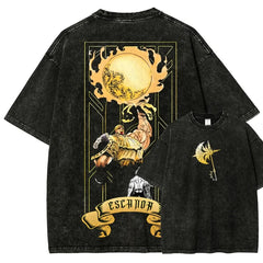 Japan Hot-Blooded Anime Seven Deadly Sins Escanor Graphic Print T-shirt Men Women Fashion Vintage Washed Cotton Tee Oversized Top Anime Tshirts - The Eezee Shop