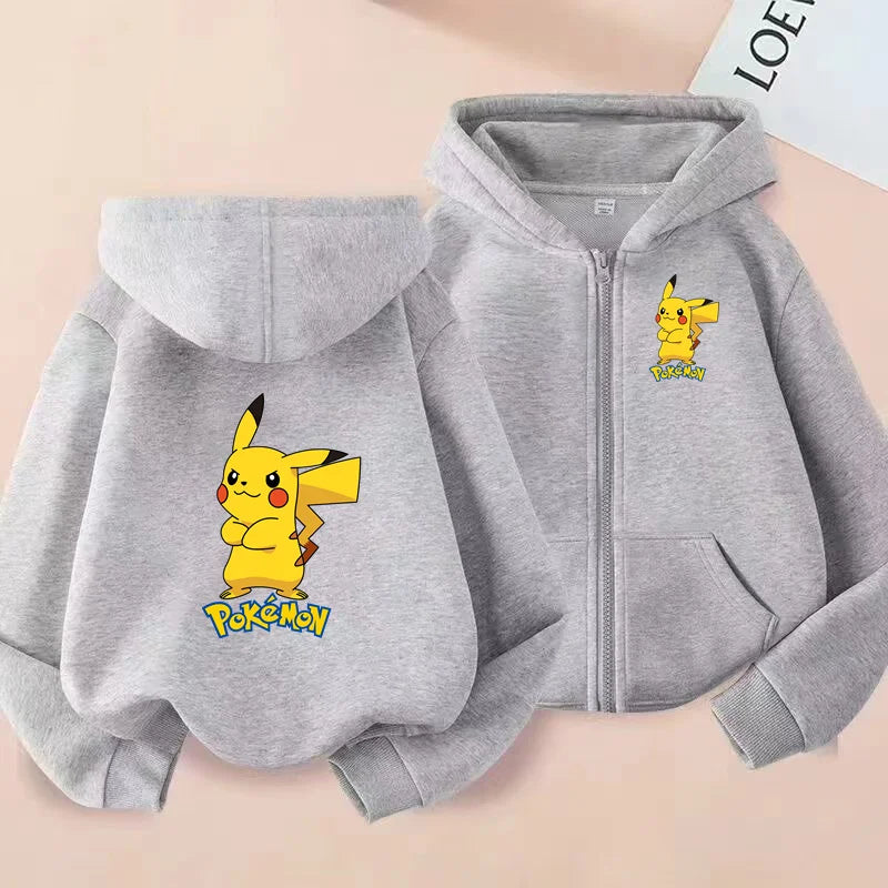 Kids Pikachu Zip-Up Sweatshirt | Pokemon Hooded Jacket 3-12Y Hoodies & Sweatshirts - The Eezee Shop