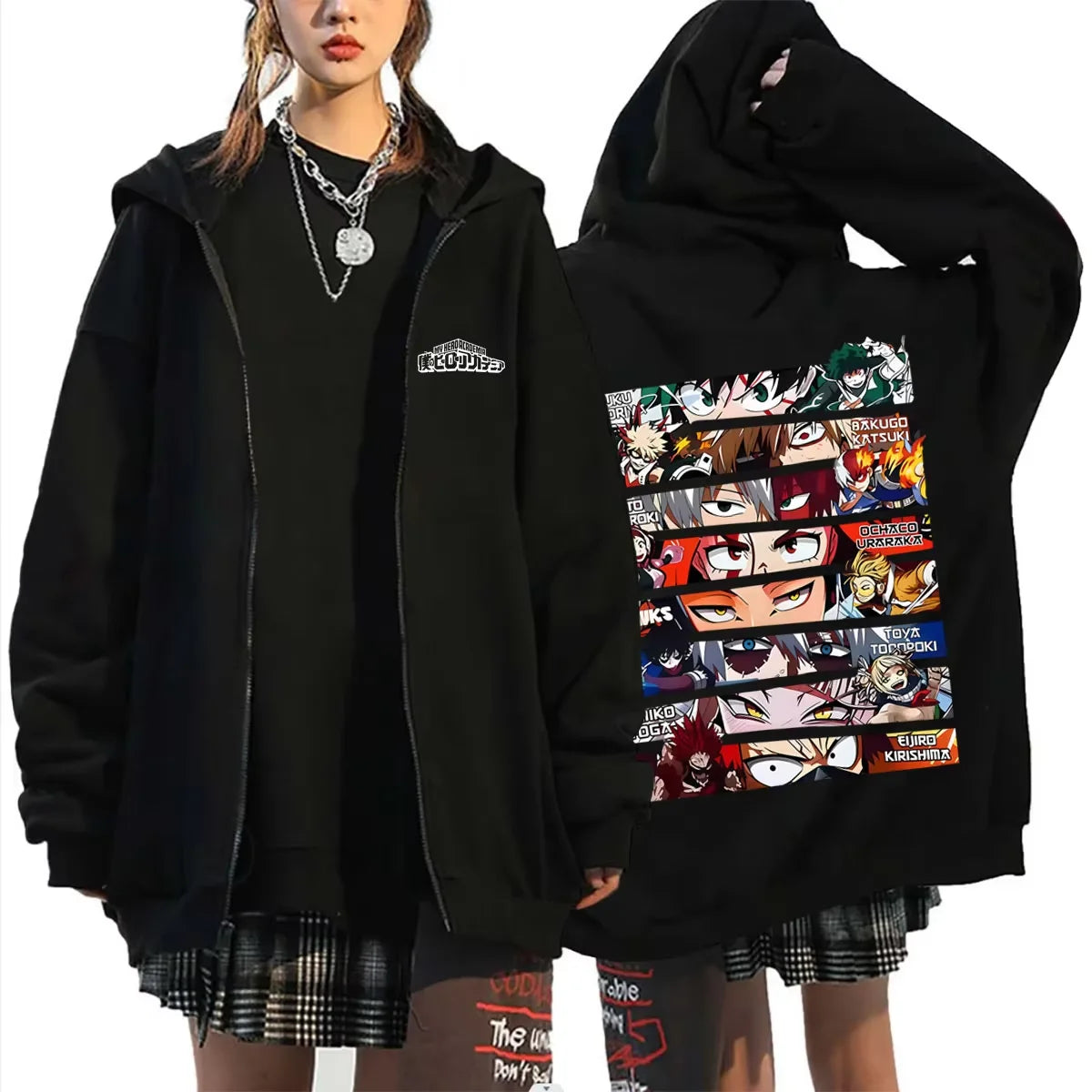 Bakugo Katsuki Zip-Up Hoodie | My Hero Academia Oversized Jacket Hoodies & Sweatshirts - The Eezee Shop