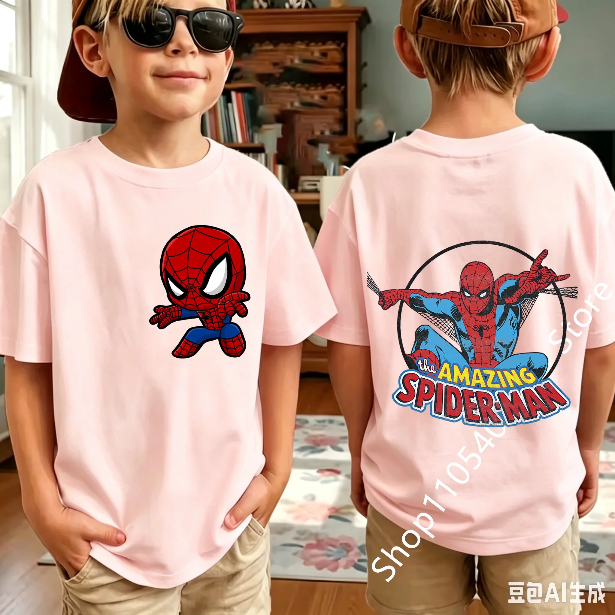 Kids Spider Hero Graphic Tee | Classic Character Print Shirt Graphic Tees - The Eezee Shop