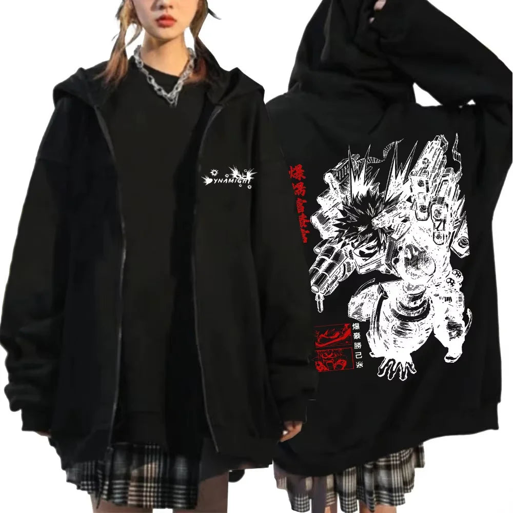 Bakugo Katsuki Zip-Up Hoodie | My Hero Academia Oversized Jacket Hoodies & Sweatshirts - The Eezee Shop