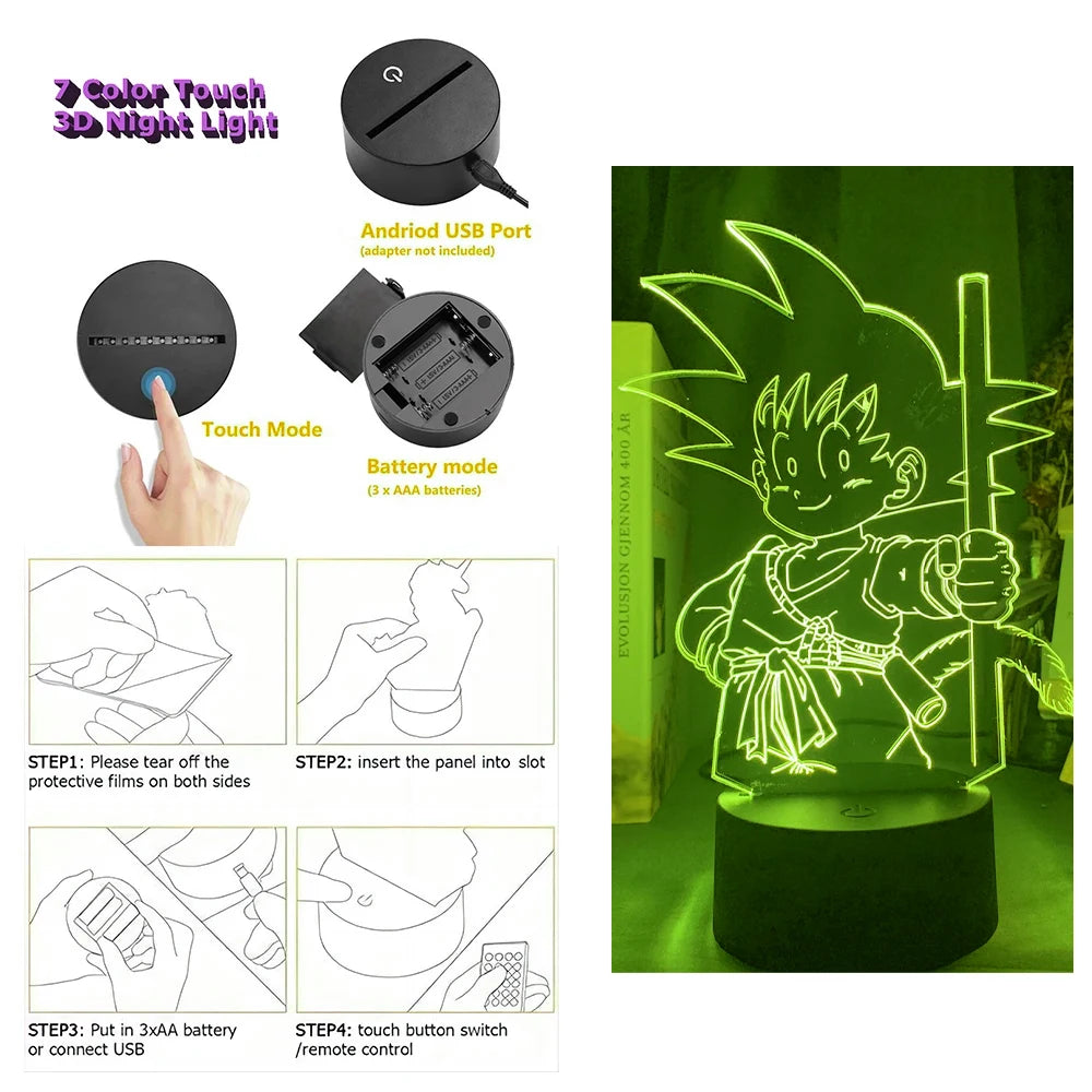 Dragon Ball Z 3D Figure Lamp | Goku, Vegeta, Gohan & Broly Lamps & Night Lights - The Eezee Shop