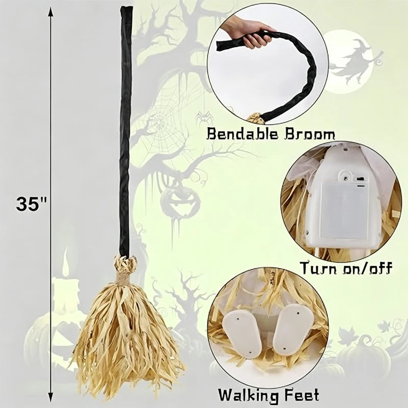 Self-Jumping Glowing Witch Broom | Halloween Party Decoration Halloween Decorations - The Eezee Shop