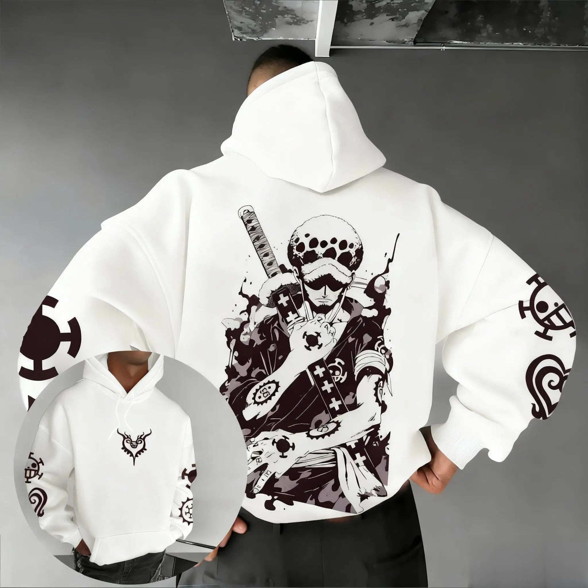 Trafalgar Law Cotton Hoodie | One Piece Graphic Pullover Hoodies & Sweatshirts - The Eezee Shop