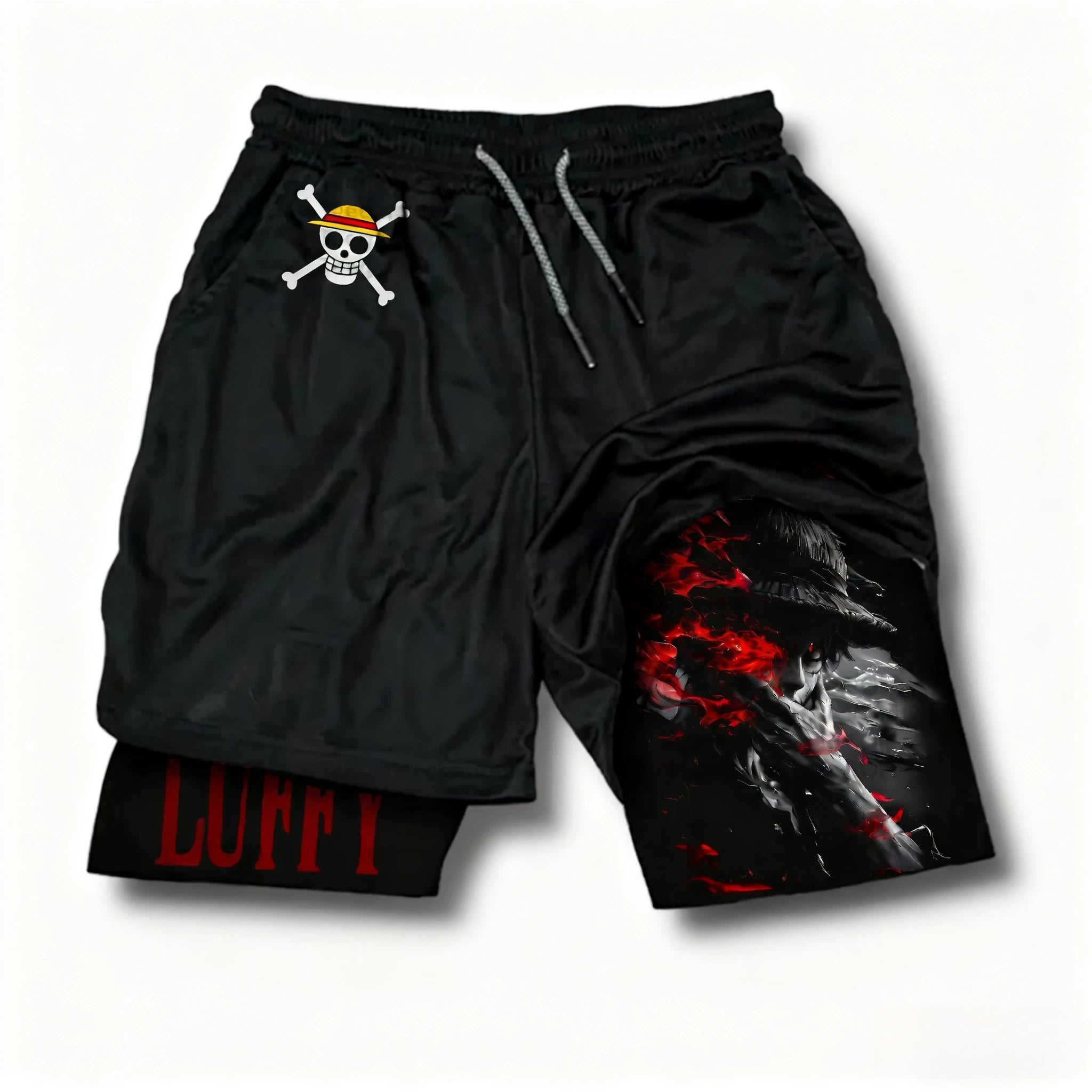 One Piece 2-in-1 Sports Shorts | Double-Layer Street Shorts Shorts - The Eezee Shop
