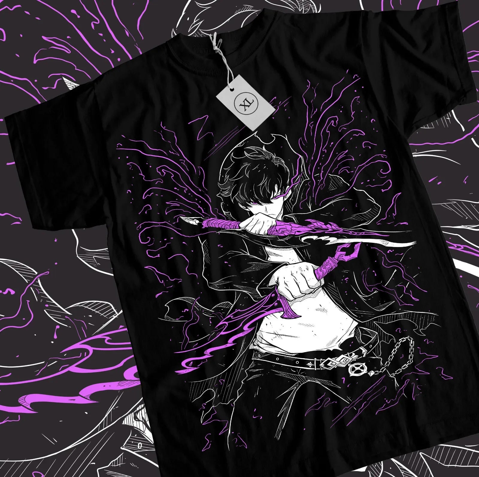 Solo Leveling Sung Jinwoo Black T-Shirt | Anime Manga Tee Graphic Tees - The Eezee Shop