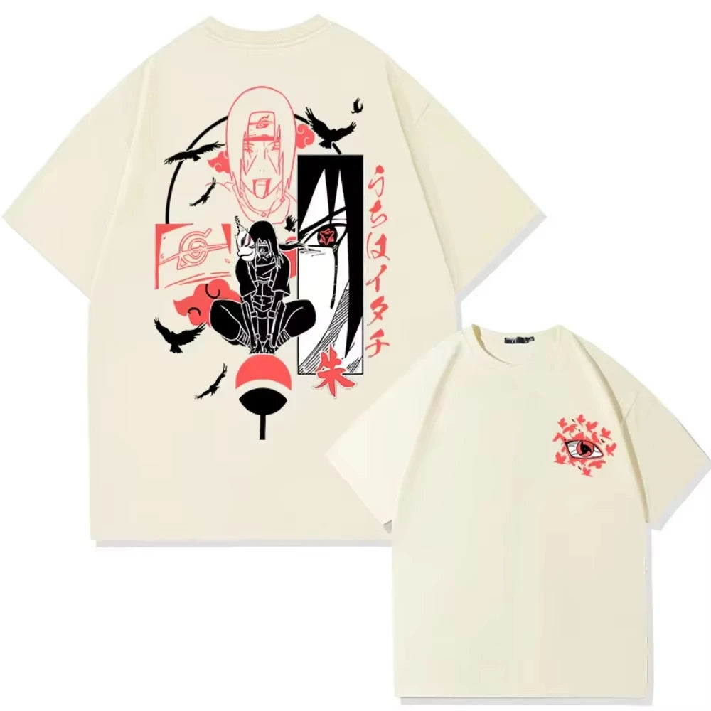 Naruto Animation Derivatives T-shirt Uchiha Itachi Uchiha Sasuke Printing Men Summer Fashion Casual Oversized Streetwear Anime Tshirts - The Eezee Shop