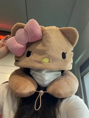 Hello Kitty Hooded Neck Pillow Travel Pillow For Airplane Train Car Soft Plush Support Cute Comfort Gift For Women