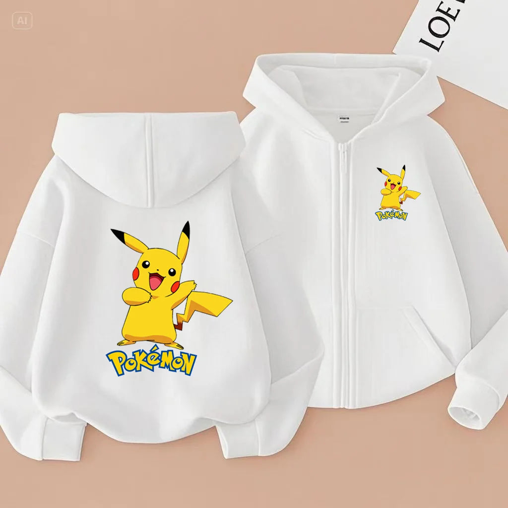 Kids Pikachu Zip-Up Sweatshirt | Pokemon Hooded Jacket 3-12Y Hoodies & Sweatshirts - The Eezee Shop
