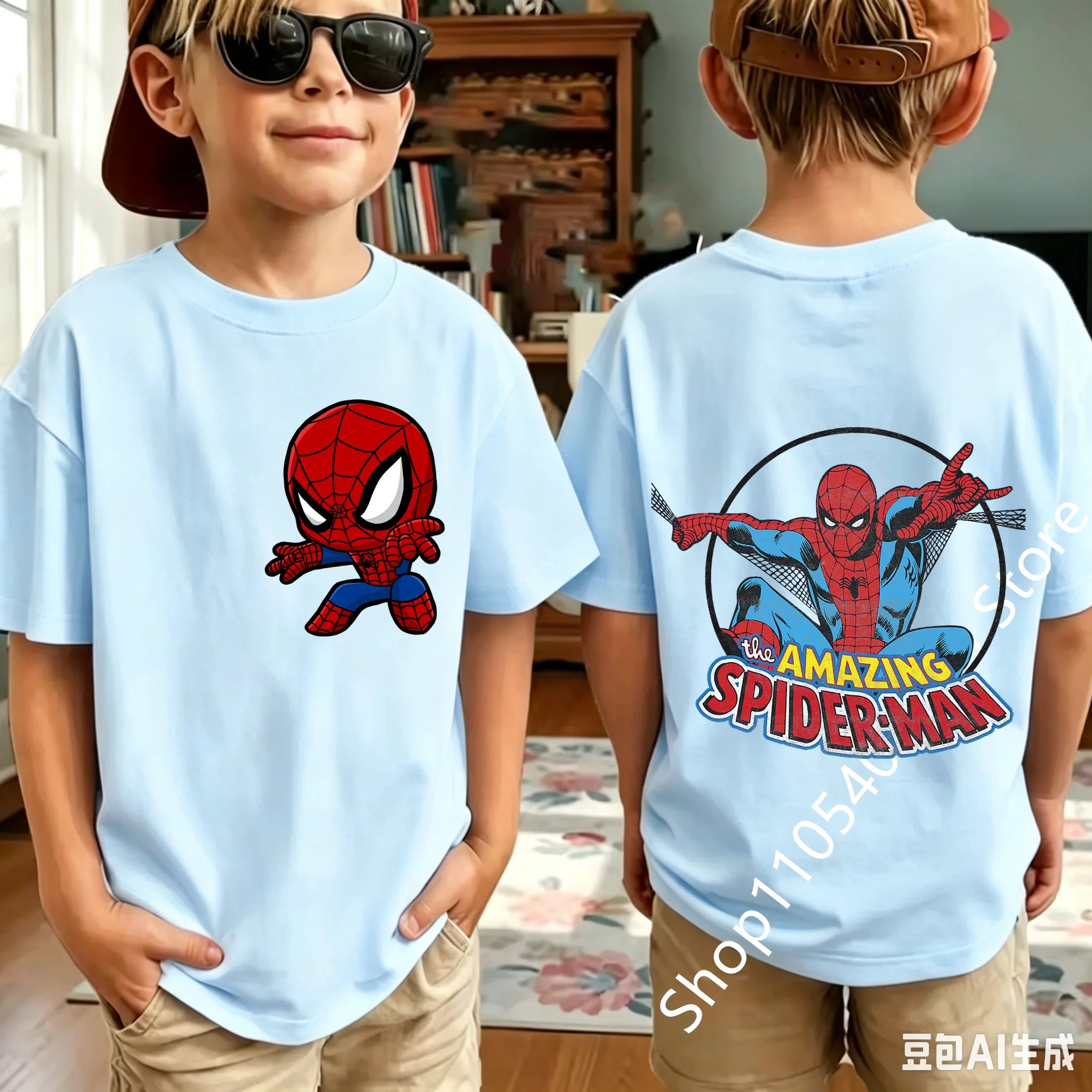 Kids Spider Hero Graphic Tee | Classic Character Print Shirt Graphic Tees - The Eezee Shop