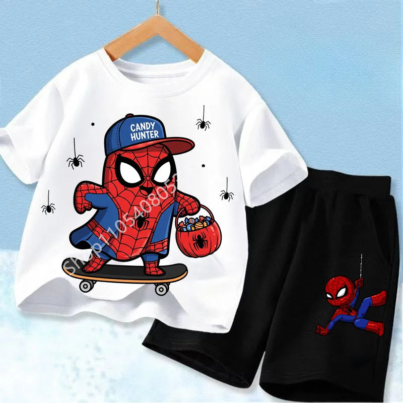 Kids Spider Hero T-Shirt & Shorts Set | Summer Outfit 3-12Y Outfit Sets - The Eezee Shop