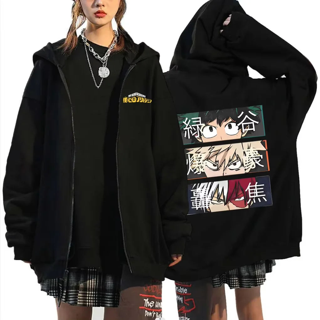 Bakugo Katsuki Zip-Up Hoodie | My Hero Academia Oversized Jacket Hoodies & Sweatshirts - The Eezee Shop