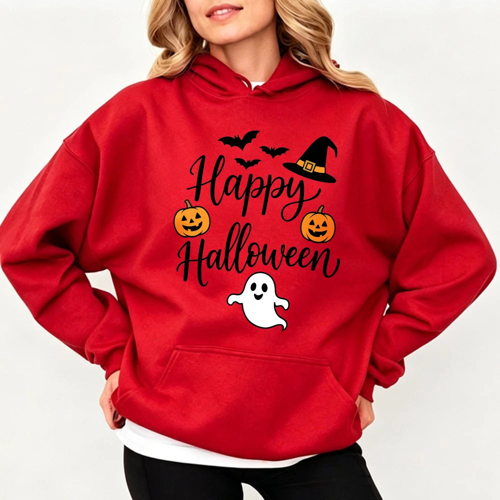 Happy Halloween Slogan Hoodie | Unisex Witch Hat Pumpkin Pullover Hoodies & Sweatshirts - The Eezee Shop