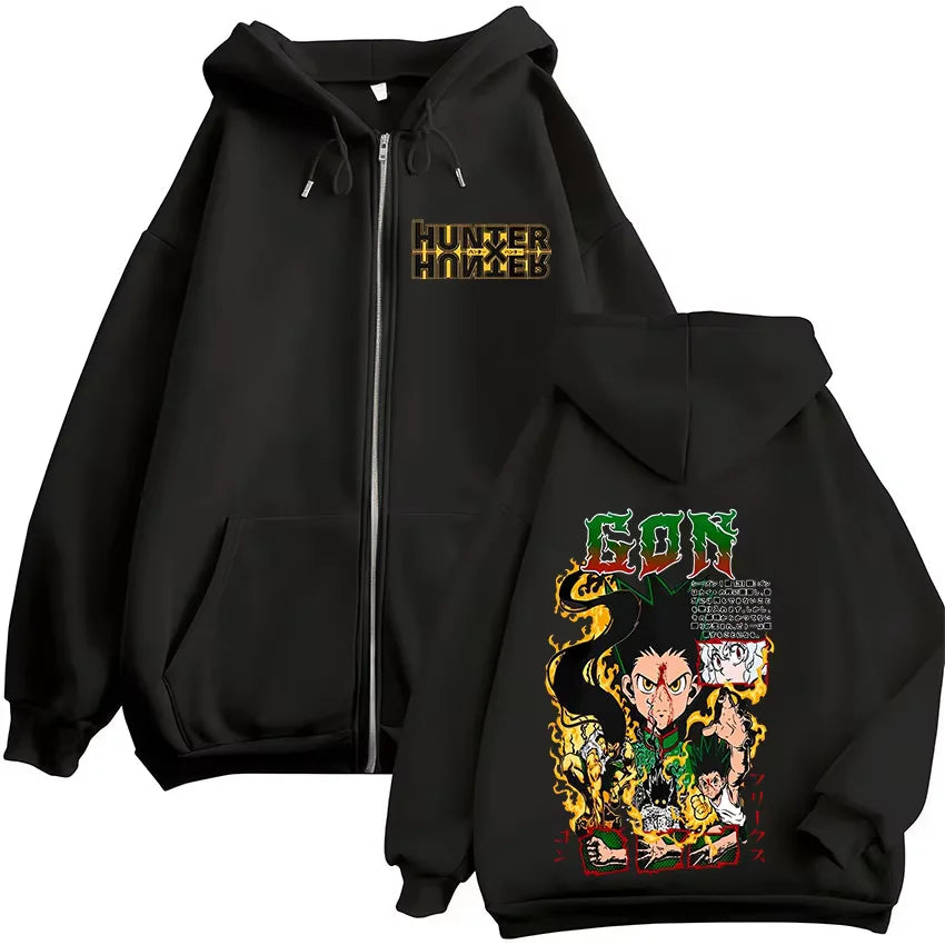 Killua Zoldyck Zip-Up Hoodie | Hunter x Hunter Fleece Jacket Hoodies & Sweatshirts - The Eezee Shop