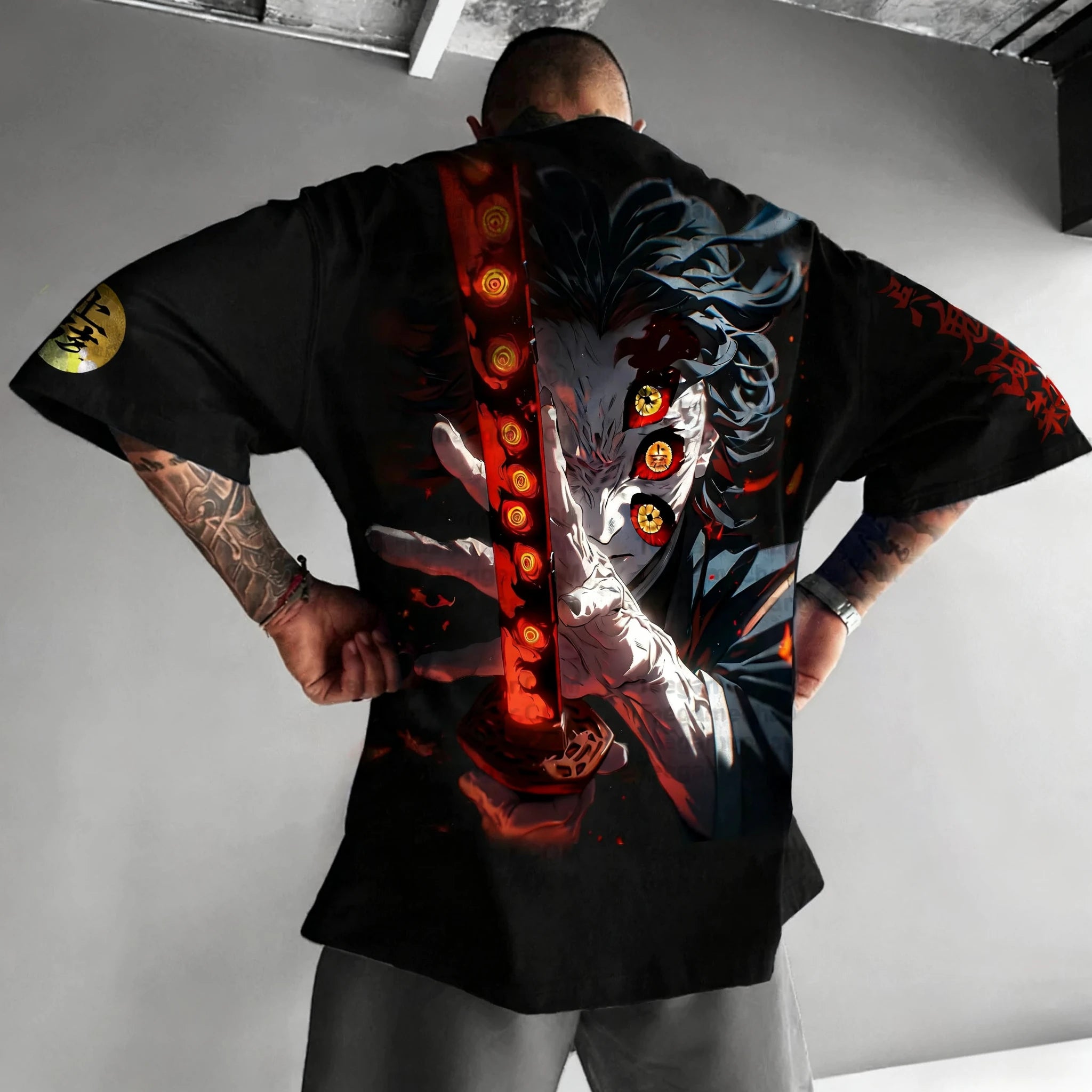 Demon Slayer Halloween Joint T-shirt 2026 Men's Summer New Kokushibo Anime Print American Trend Casual Loose Short Sleeved Top Anime Tshirts - The Eezee Shop