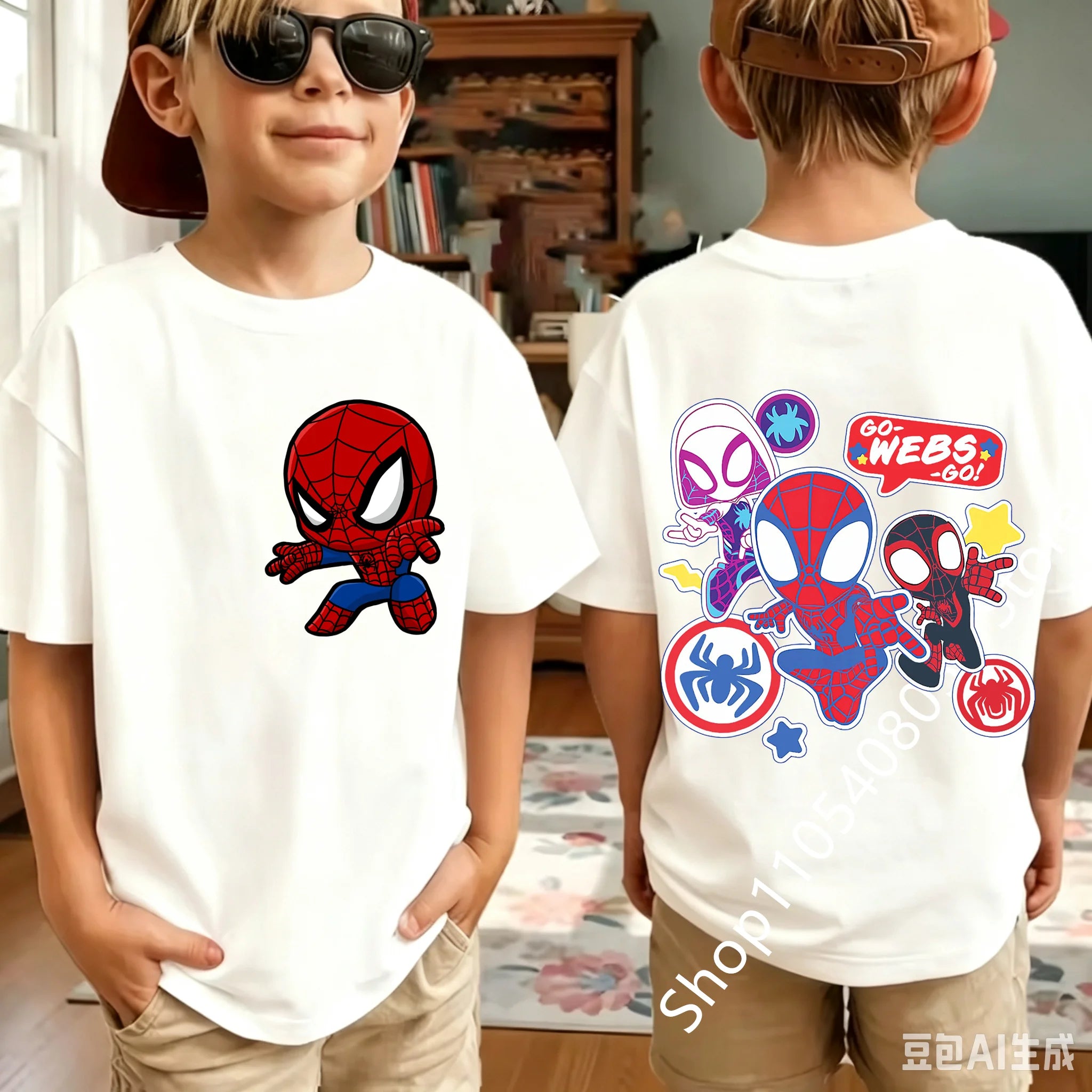 Kids Spider Hero Graphic Tee | Classic Character Print Shirt Graphic Tees - The Eezee Shop