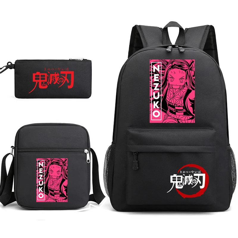 Demon Slayer Backpack 3-Piece Set | Shoulder Bag & Pencil Case Backpacks - The Eezee Shop