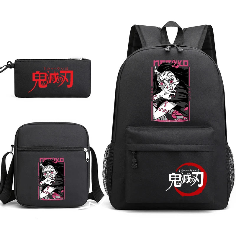 Demon Slayer Backpack 3-Piece Set | Shoulder Bag & Pencil Case Backpacks - The Eezee Shop