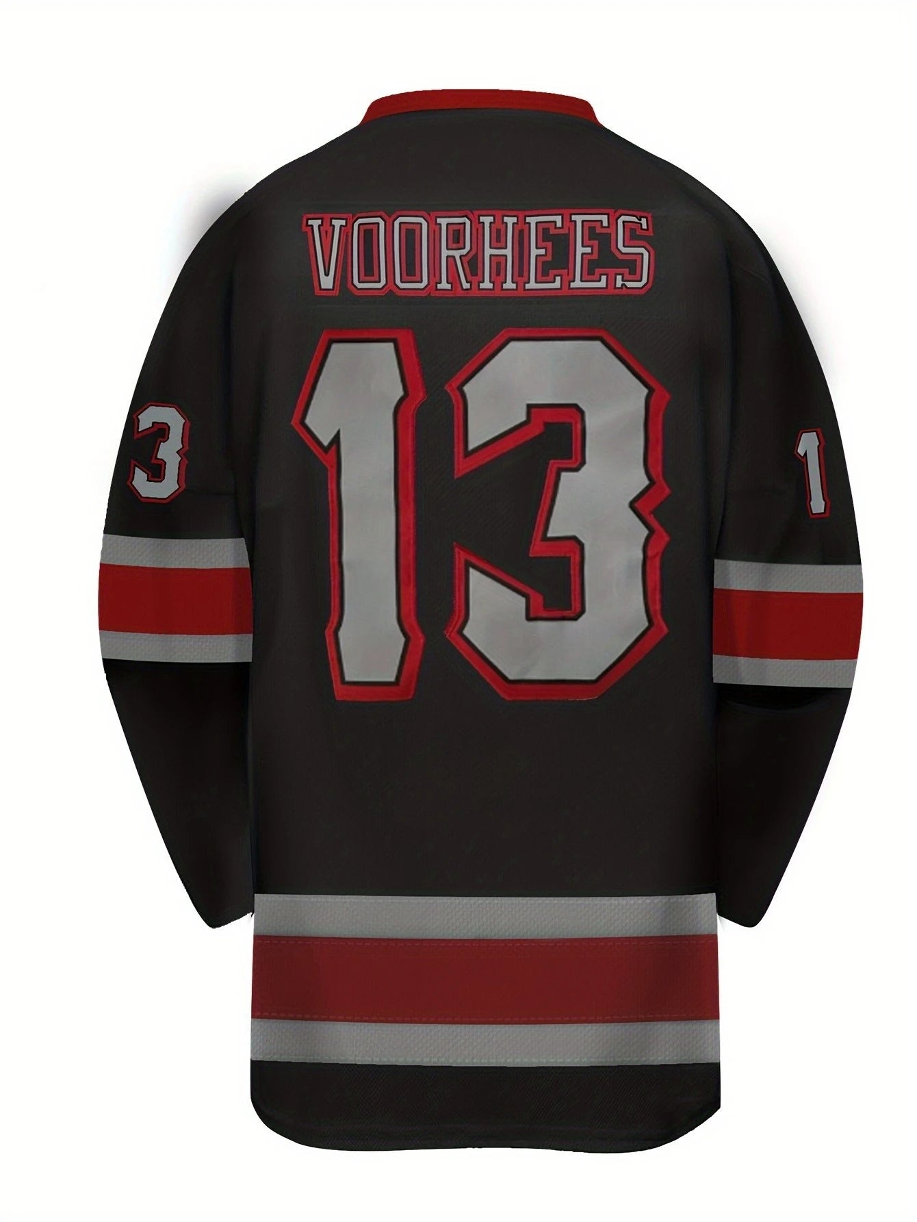 Voorhees 13 Horror Hockey Jersey | Black Jason Mask Graphic Graphic Tees - The Eezee Shop