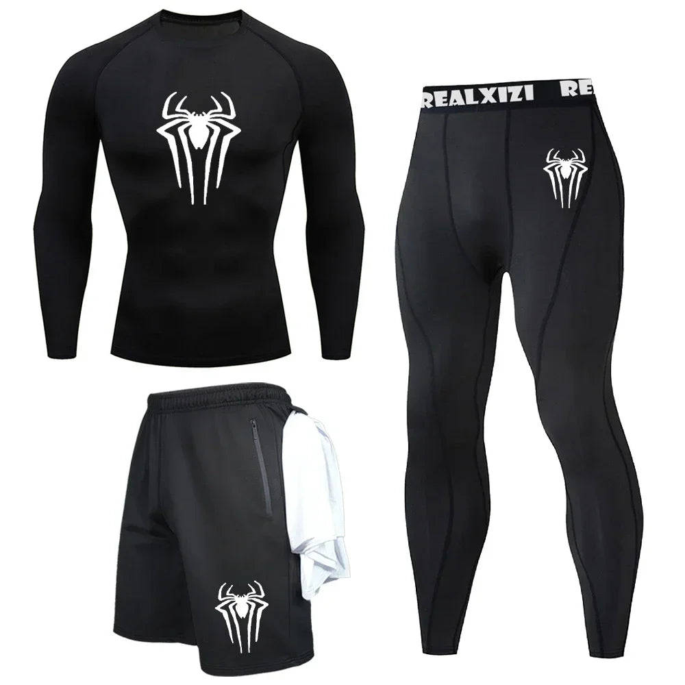 Bat Graphic Compression 3-Piece Set | Men's Gym Shirt, Shorts & Pants Gym & Compression Wear - The Eezee Shop