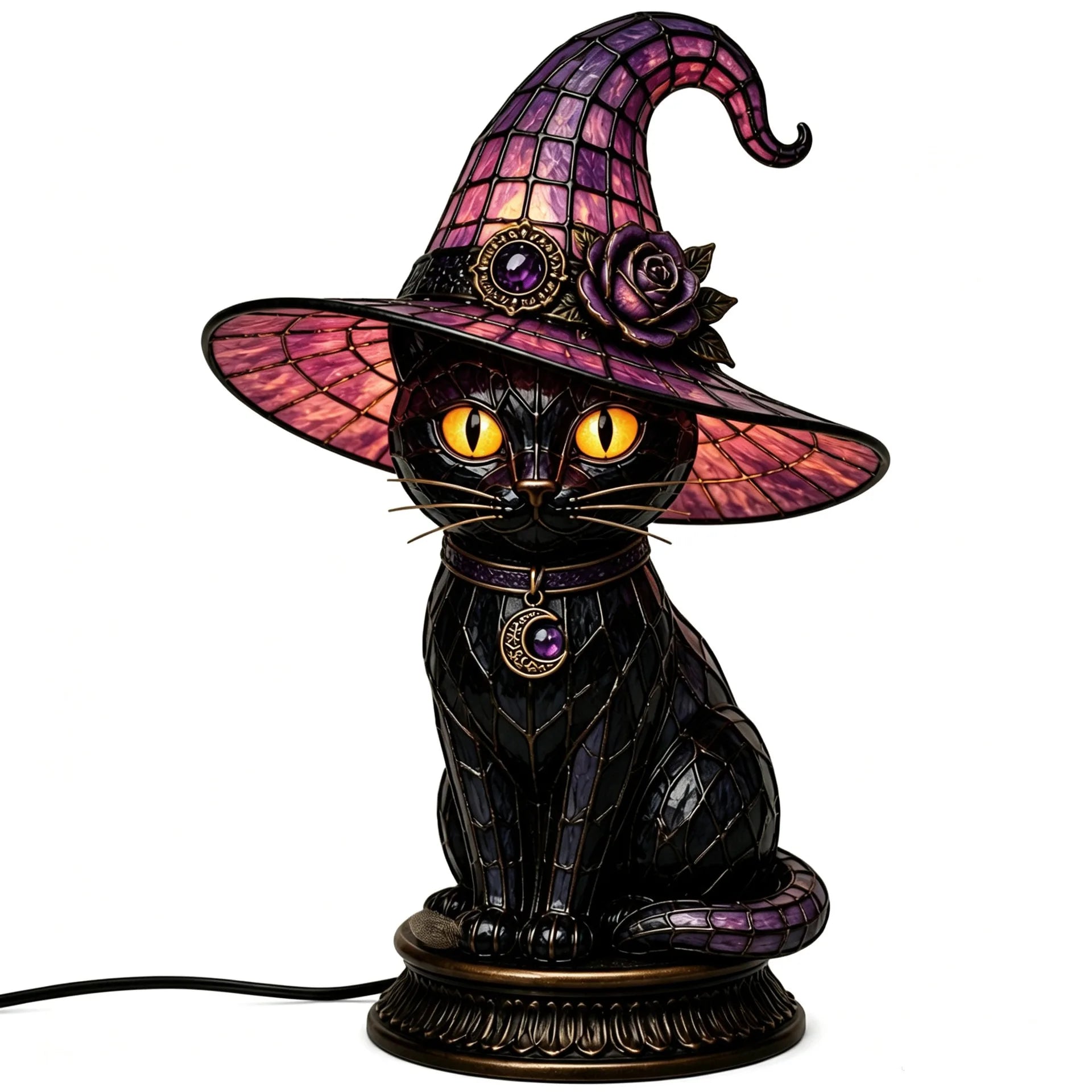 Gothic Resin Witch Hat Lamp | Light-Up Halloween Ornament Lamps & Night Lights - The Eezee Shop