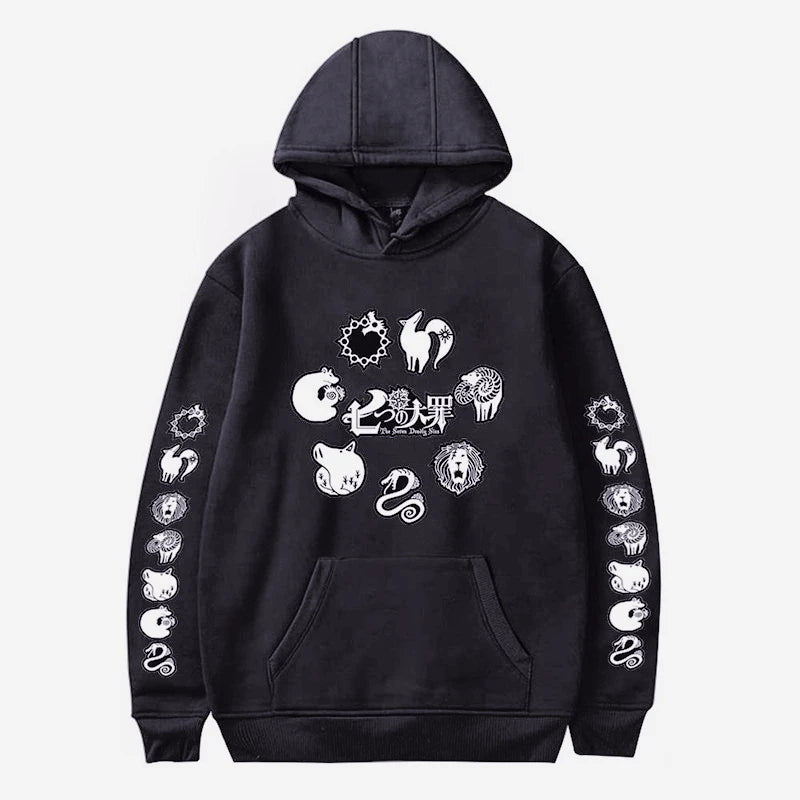Hot Anime The Seven Deadly Sins Elizabeth Diane Ban King Logo Print Hooded Men Women Hoodies Manga Sweatshirt Harajuku Pullover Hoodies Series - The Eezee Shop