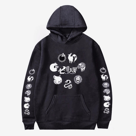 Hot Anime The Seven Deadly Sins Elizabeth Diane Ban King Logo Print Hooded Men Women Hoodies Manga Sweatshirt Harajuku Pullover Hoodies Series - The Eezee Shop