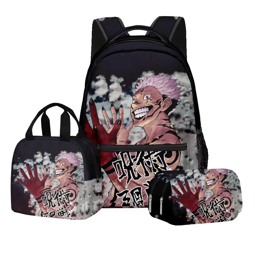 Jujutsu Kaisen Backpack 3-Piece Set | Bag, Pencil Case & Handbag Backpacks - The Eezee Shop