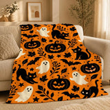 Black Cat Halloween Flannel Throw | Ultra-Soft Plush Blanket Throw Blankets - The Eezee Shop