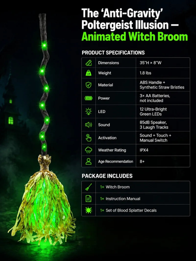 Glowing Witch Broom | Sound-Activated LED Halloween Decoration Halloween Decorations - The Eezee Shop