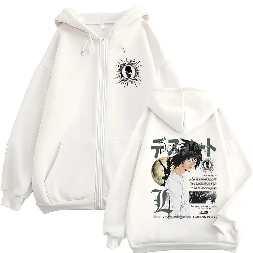 L Lawliet Zip-Up Hoodie | Death Note Hip Hop Sweatshirt Hoodies & Sweatshirts - The Eezee Shop