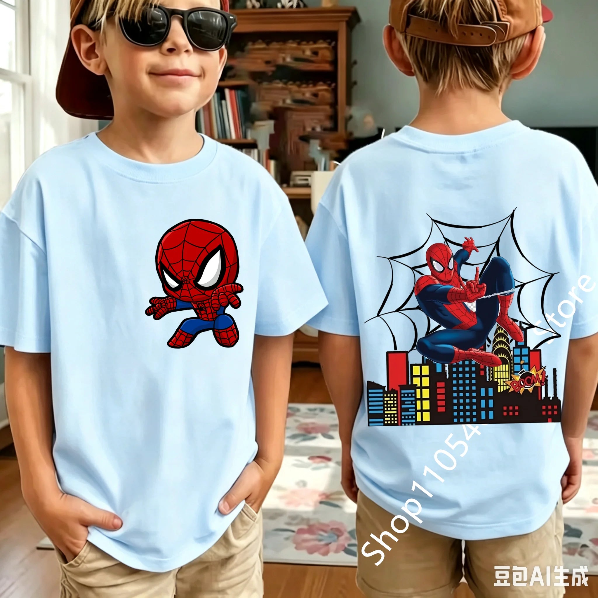Kids Spider Character T-Shirt | Cute Breathable Summer Tee Graphic Tees - The Eezee Shop