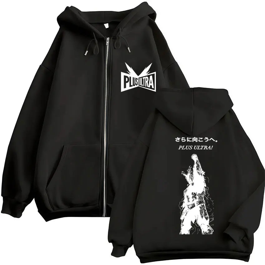 My Hero Academia Zip-Up Hoodie | Vintage Fleece Sweatshirt Hoodies & Sweatshirts - The Eezee Shop