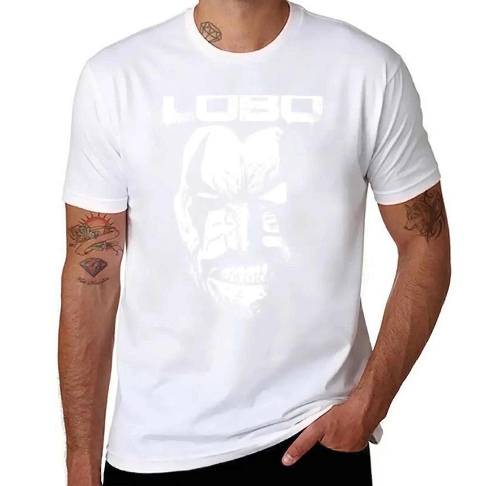 Lobo Graphic T-Shirt | Men's White Summer Comic Tee Graphic Tees - The Eezee Shop