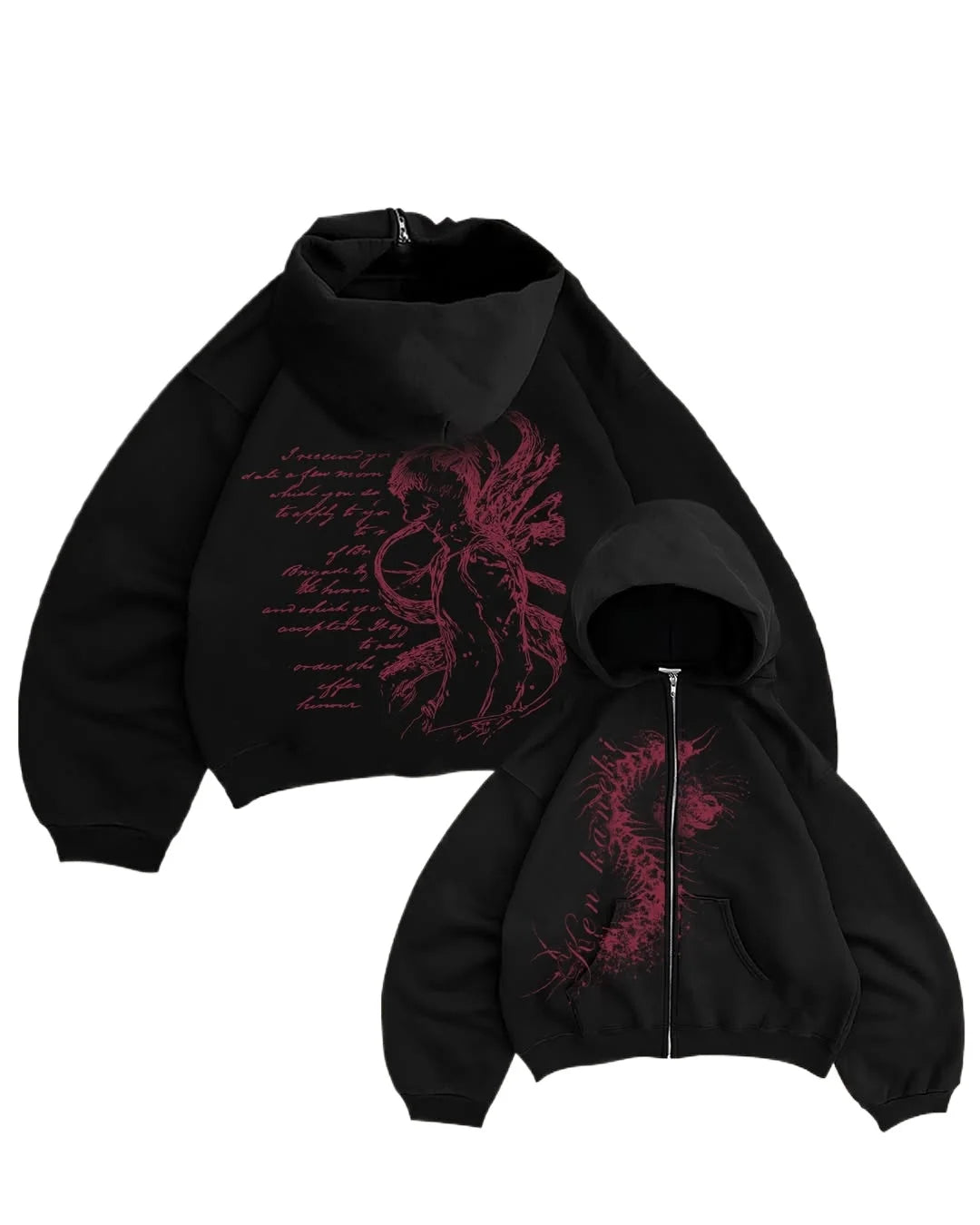 Tokyo Ghoul Y2K Zip Hoodie | Women's Harajuku Streetwear Hoodies & Sweatshirts - The Eezee Shop