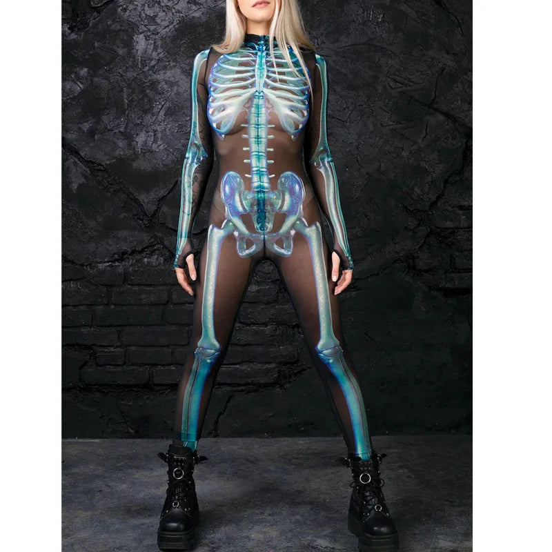 3D Skeleton Zentai Bodysuit | Couples Halloween Jumpsuit Halloween Costumes - The Eezee Shop