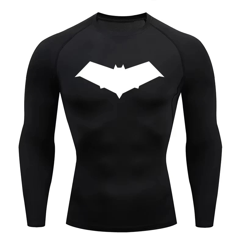 Bat Print Compression Long Sleeve | Men's Quick-Dry Rashguard Gym & Compression Wear - The Eezee Shop
