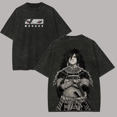 Madara Uchiha Sharingan Acid Wash Back Print T-Shirt Naruto Anime Streetwear Tee for Men Anime Tshirts - The Eezee Shop