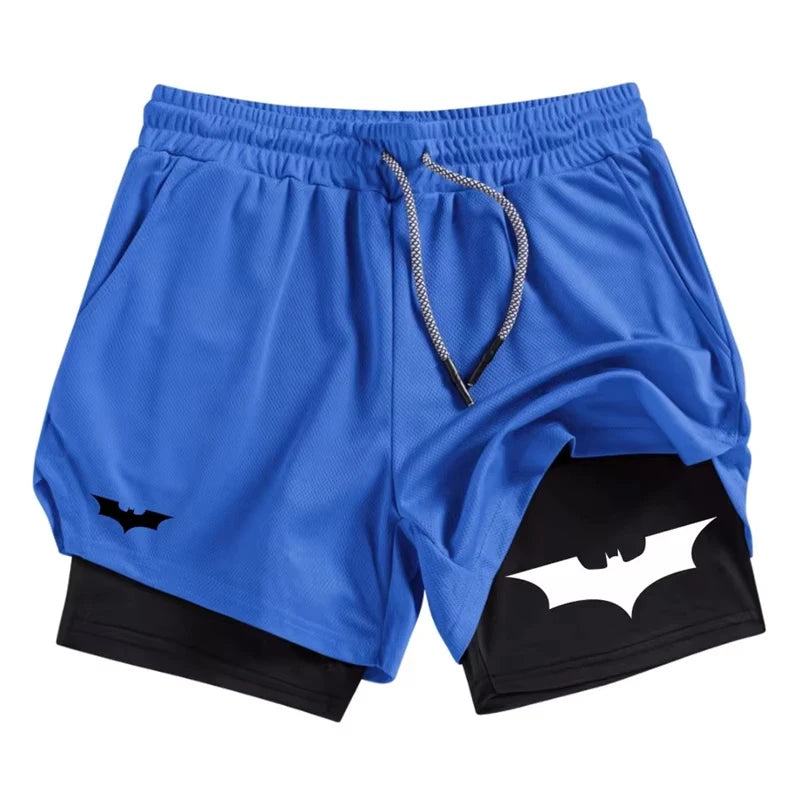 Bat Print 2-in-1 Gym Shorts | Men's Quick-Dry Shorts with Pocket Shorts - The Eezee Shop