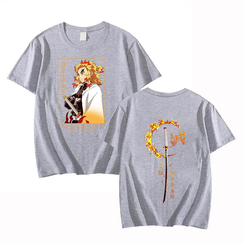 Rengoku Pure Cotton T-Shirt | Demon Slayer Parent-Child Tee Graphic Tees - The Eezee Shop